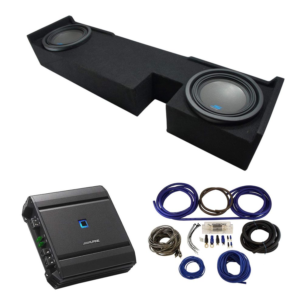 American Sound Connection Alpine S-W10D2 Compatible with Ford F-150 Ext Super Cab Truck 2000-2003 Bundled with S-A60M 1200W Amp & FORD03EX2X10 Custom Dual Sub Box