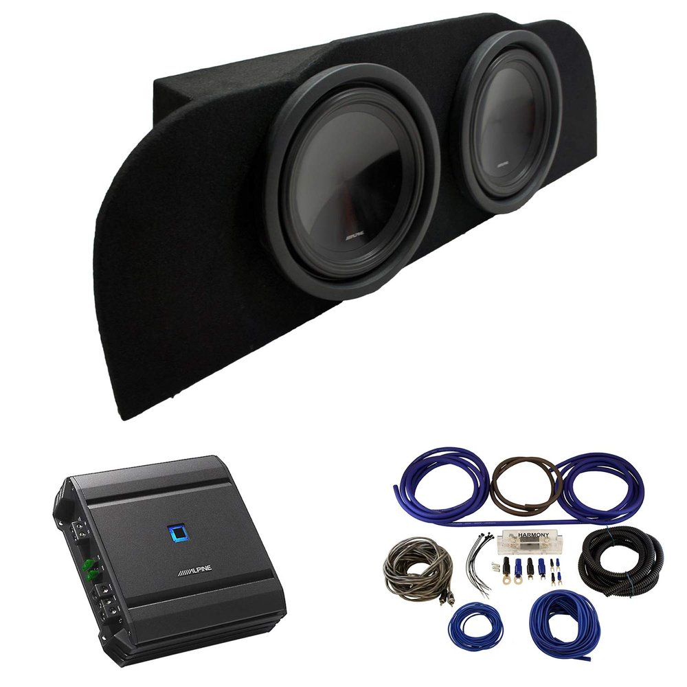 American Sound Connection Compatible with 2003-2015 Infiniti G35 Coupe Alpine SWT-10S4 Subwoofer Dual 10" Sub Box Enclosure with S-A60M Amplifier & 4GA Amp Kit