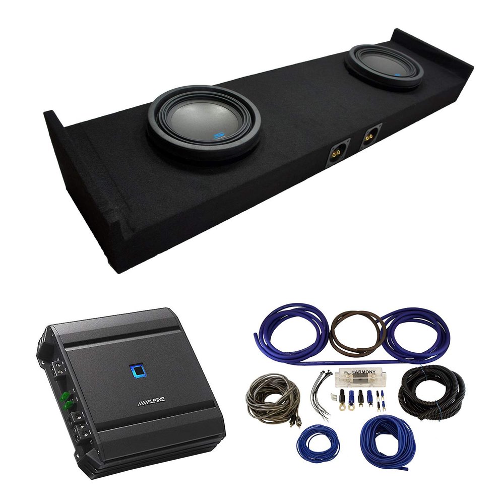 American Sound Connection Alpine S-W10D2 Compatible with Ford F150 Super Crew 2015-2025 Bundled with S-A60M 1200W Amp & FTB2X10-15CREW Dual 10" Sub Box
