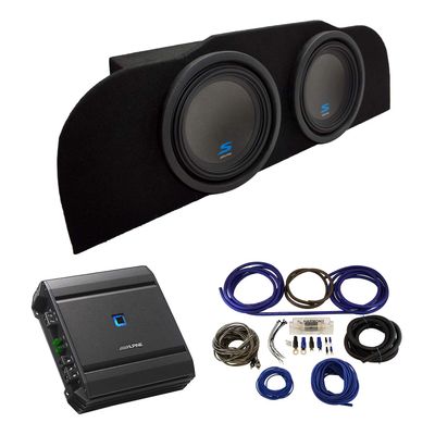 American Sound Connection Compatible with 2003-2015 Infiniti G35 Coupe Alpine Type S S-W10D2 Subwoofer Dual 10" Sub Box Enclosure with S-A60M Amplifier & 4GA Amp Kit