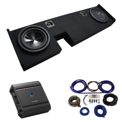 American Sound Connection Compatible with 2009-2014 Ford F-150 Ext Super Cab Truck Alpine SWT-10S4 Dual 10" Sub Box Enclosure with S-A60M Amplifier & 4GA Amp Kit