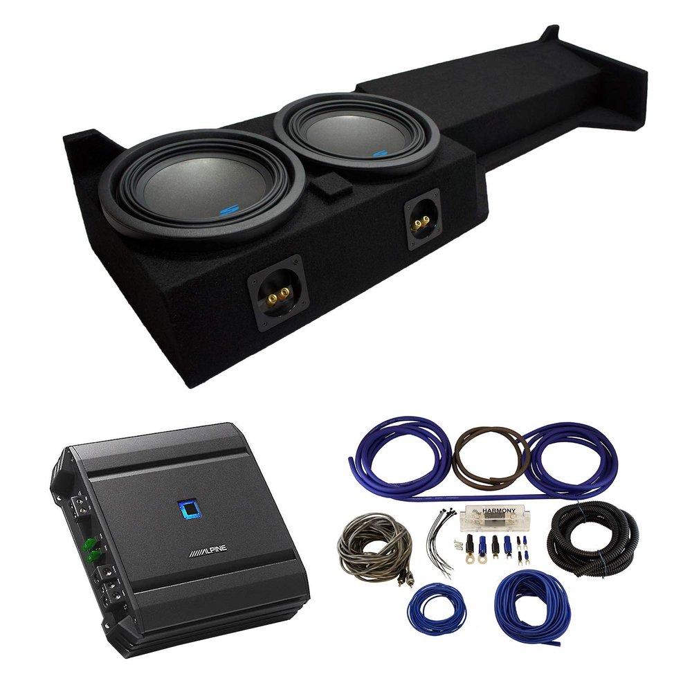 American Sound Connection Dual 10" Subwoofer boxCompatible with 2005-2019 Nissan Frontier Crew Cab Truck Bundled with Alpine Type S S-W10D2 Subwoofer, S-A60M Amplifier & 4GA Amplifier Kit