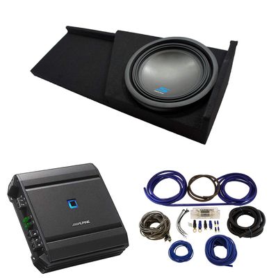 American Sound Connection Compatible with 2007-2013 Chevy Silverado Ext Cab Truck Alpine Type S S-W12D4 Single 12 Sub Box Enclosure with S-A60M Amplifier & 4GA Amp Kit