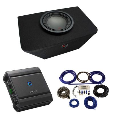 American Sound Connection Bundle Compatible with Honda S2000 2000-2009 Alpine Type R R-W10D4 Single 10" Sub Box Enclosure with S-A60M Amplifier & 4GA Amp Kit