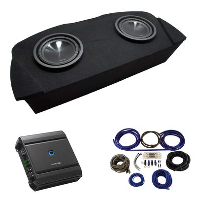 American Sound Connection Compatible with 2003-2008 Nissan 350Z Coupe Hatch Fit Alpine SWT-10S4 Dual 10" Sub Box Enclosure with S-A60M Amplifier & 4GA Amp Kit