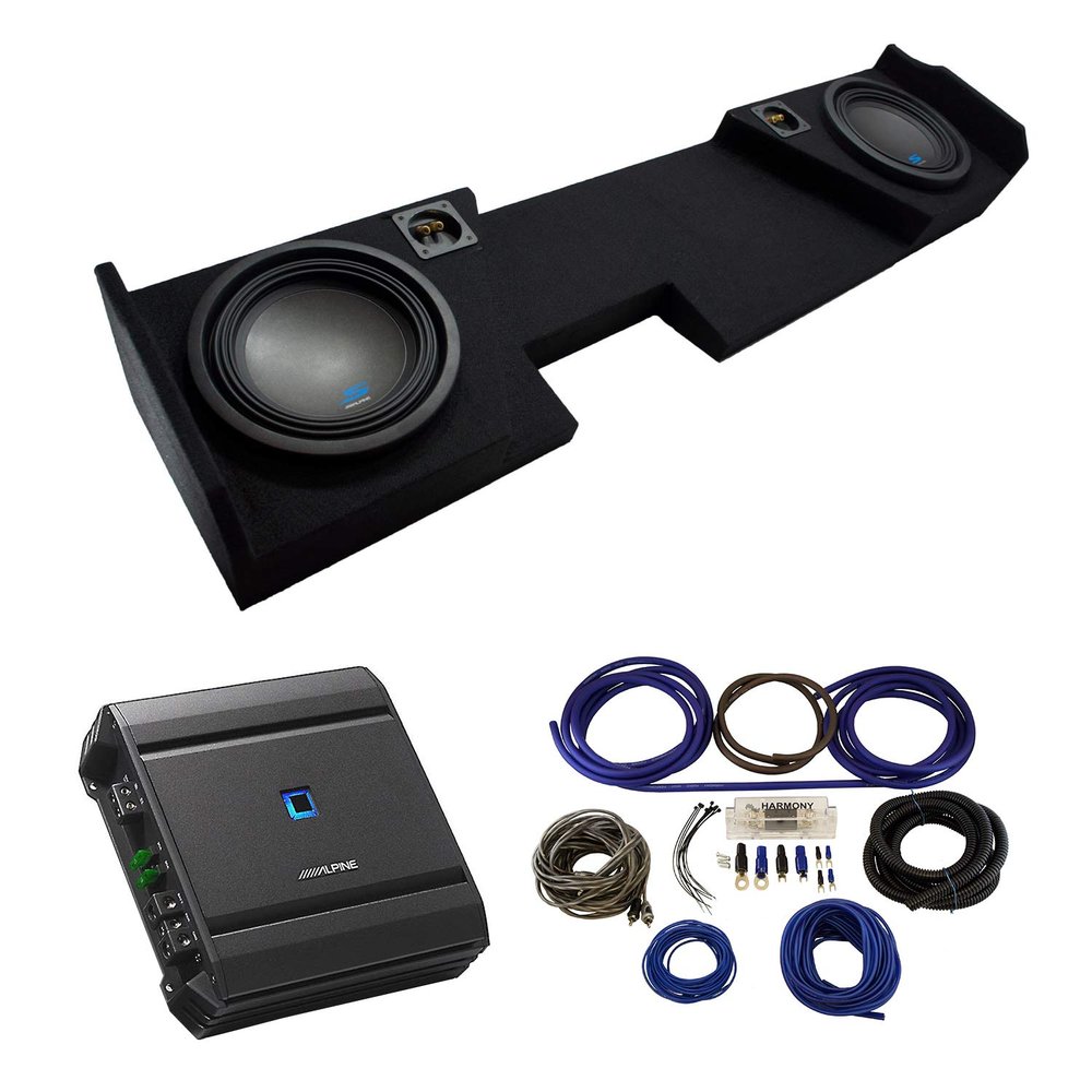 American Sound Connection Alpine Bundle Compatible with 2014-2018 Chevy Silverado S-W10D2 Dual 10" Loaded Sub Box Enclosure with S-A60M 1200W Amplifier