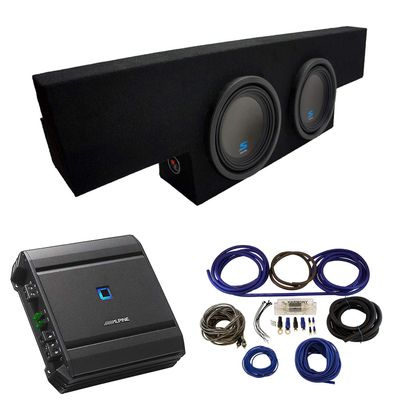 American Sound Connection Bundle Compatible with Chevy Silverado Non-HD Crew Truck 01-06 Alpine Type S S-W10D2 Dual 10" Sub Box Enclosure with S-A60M Amplifier & 4GA Amp Kit