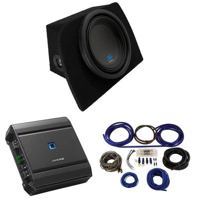 American Sound Connection Bundle Compatible with Mazda Miata MX-5 Convertible 1990-2005 Alpine Type S S-W10D4 Single 10" Sub Box Enclosure with S-A60M Amplifier & 4GA Amp Kit