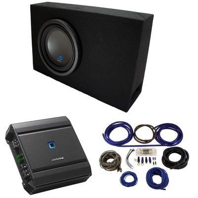 American Sound Connection Universal Regular Standard Cab Truck Alpine Type S S-W10D4 Ported 10" Sub Box Enclosure with S-A60M Amplifier & 4GA Amp Kit