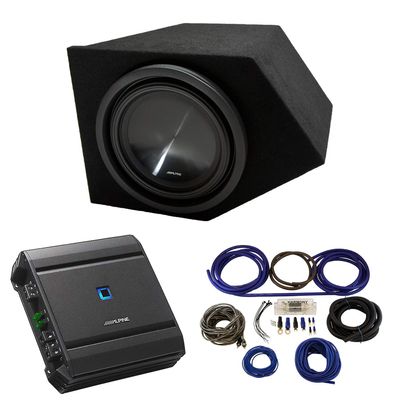 Alpine SWT-10S2 Compatible with Pontiac Firebird 93-02 Coupe Passenger Side 10" Sub Box Enclosure with S-A60M Amplifier & 4GA Amp Kit
