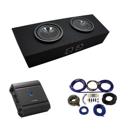 American Sound Connection Bundle Compatible with Toyota Tundra Crew Max 07-13 Alpine SWT-10S4 Dual 10" Custom Sub Box with S-A60M Amplifier & 4GA Amp Kit