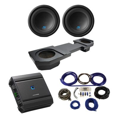 Alpine S-W10D2 Compatible with Dodge Ram Quad or Crew Truck 2002-2018 Type S Dual 10" Rhino Coated Sub Box Enclosure with S-A60M Amplifier & 4GA Amp Kit