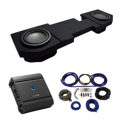 American Sound Connection Compatible with 2002-2018 Dodge Ram Quad or Crew Truck Alpine Type S S-W10D2 Dual 10" Sub Box Enclosure with S-A60M Amplifier & 4GA Amp Kit