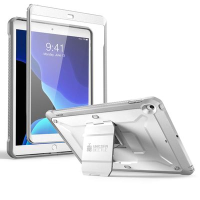 SUPCASE for iPad 9th Generation Case with Screen Protector (Unicorn Beetle Pro), [Built-in Stand] Heavy Duty Rugged Protective Case for iPad 10.2 9th / 8th / 7th Generation (2021/2020/2019), White
