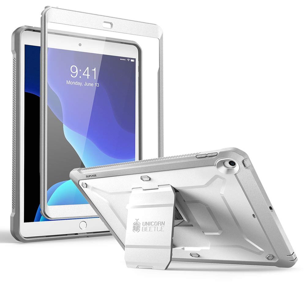 SUPCASE for iPad 9th Generation Case with Screen Protector (Unicorn Beetle Pro), [Built-in Stand] Heavy Duty Rugged Protective Case for iPad 10.2 9th / 8th / 7th Generation (2021/2020/2019), White