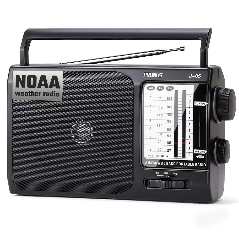 NOAA Weather AM FM Portable Radio, 3 D Batteries or AC Adapter Powered