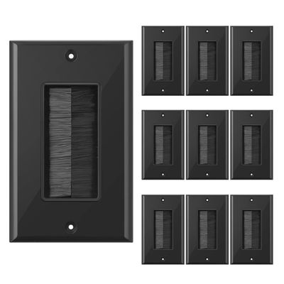 BNPUHIU Wall Plate Cable Pass Through, 10 Pieces Black Single Gang Brush Wall Plate Cover for Low Voltage Cables, HDTV, Home Theater System