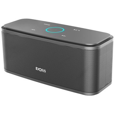 DOSS SoundBox Touch Wireless Bluetooth Speaker-12W HD Sound with Rich Bass, IPX5 Waterproof, 20H Playtime, Handsfree, for Gatherings, Home, Office, Outdoor, Travel-Grey