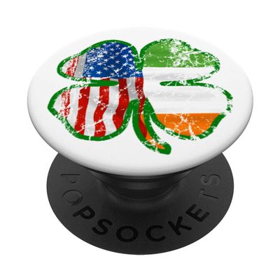 Shamrock US American Irish Ireland Flag St Patricks Day PopSockets PopGrip: Swappable Grip for Phones & Tablets