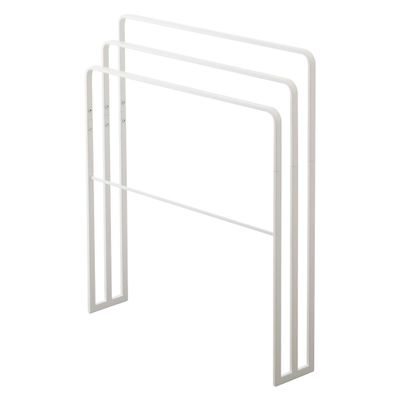 Yamazaki Industries 4979 Bath Towel Hanger, 3 Rows, White, Approx. W 27.6 x D 5.5 x H 31.9 inches (70 x 14 x 81 cm), Tower, Easy to Hang and Dry Large Size
