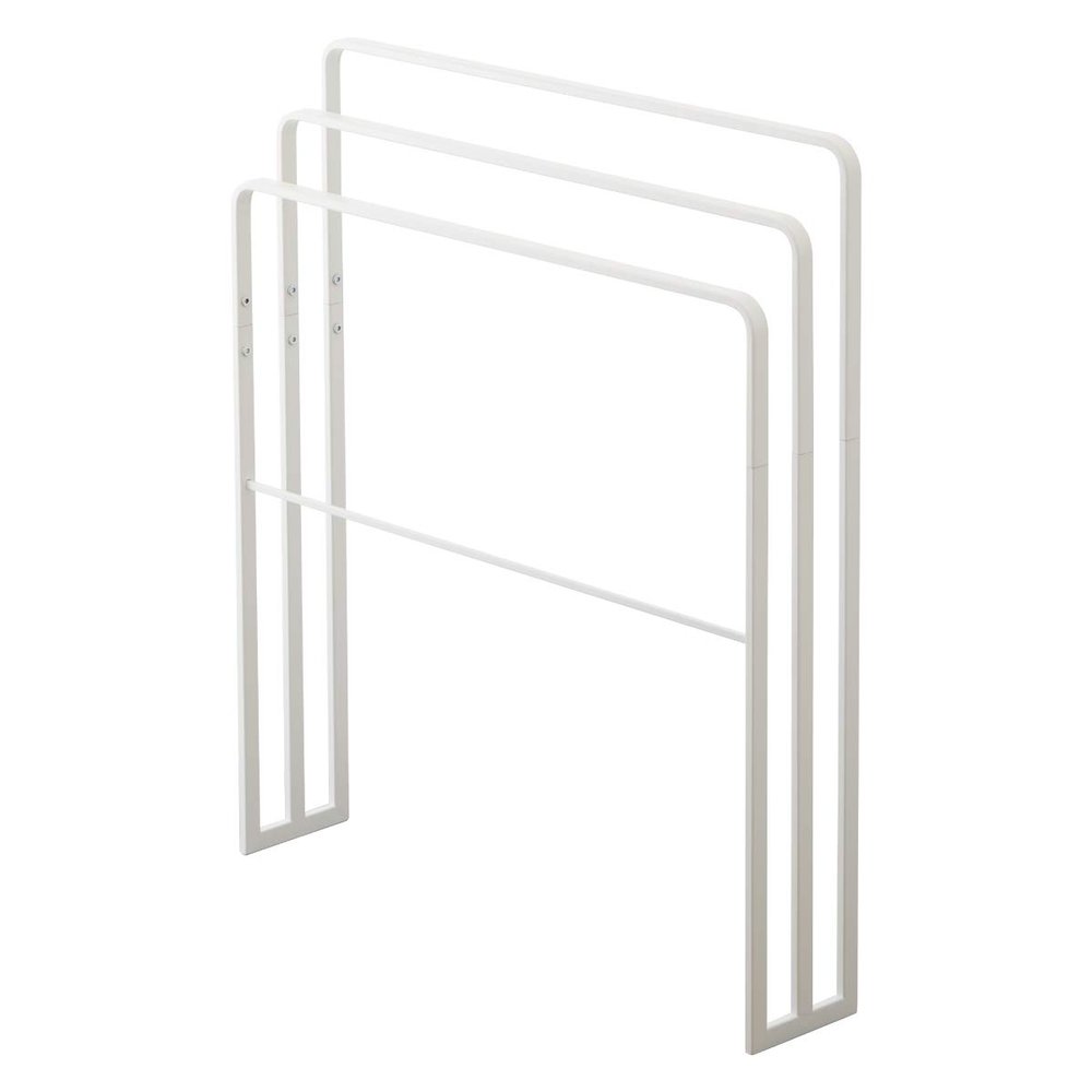 Yamazaki Industries 4979 Bath Towel Hanger, 3 Rows, White, Approx. W 27.6 x D 5.5 x H 31.9 inches (70 x 14 x 81 cm), Tower, Easy to Hang and Dry Large Size