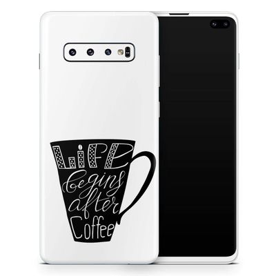 DesignSkinz Life Begins After Coffee Protective Vinyl Decal Wrap Skin Cover Compatible with The Samsung Galaxy S20 (Screen Trim & Back Glass Skin)