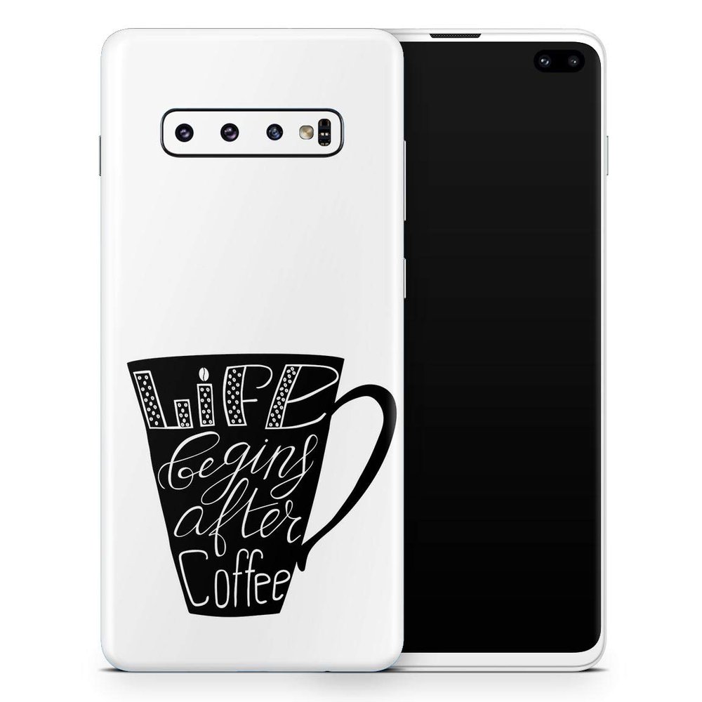 DesignSkinz Life Begins After Coffee Protective Vinyl Decal Wrap Skin Cover Compatible with The Samsung Galaxy S20 (Screen Trim & Back Glass Skin)