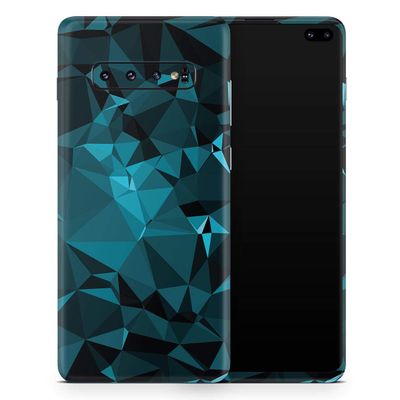 DesignSkinz Turquoise and Black Geometric Triangles Protective Vinyl Decal Wrap Skin Cover Compatible with The Samsung Galaxy S20 (Screen Trim & Back Glass Skin)