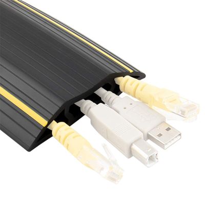 20Ft Floor Cable Cover, Floor Cord Protector 3 Channels Contains Cords, Cables and Wires, Perfect for Office, Home, Workshop, Warehouse, Concert, or Other Outdoor Surroundings (Black)