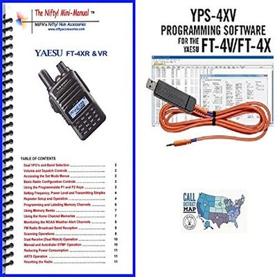 Yaesu FT-4XR or FT-4VR Accessory Bundle - 3 Items - Includes RT Systems Programming Software/Cable Kit, Nifty! Accessories Mini-Manual and Ham Guides TM Quick Reference Card