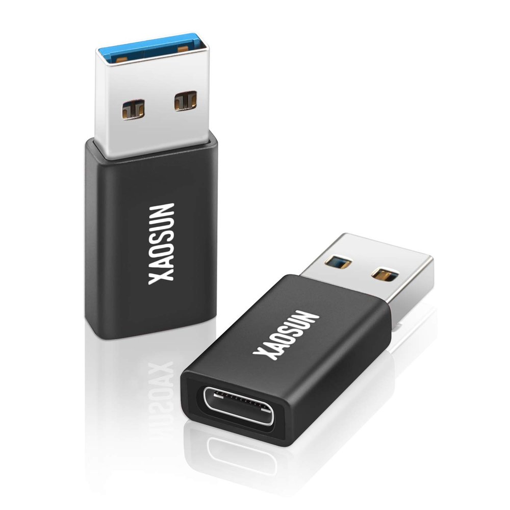 [10Gbps] USB C Female to USB Male Adapter (2-Pack), 3.1 USB A to USB C Adapter, XAOSUN One-Sided SuperSpeed Data Sync & 100W Fast Charging For iphone 15 Plus Pro Max, Laptop, Charger, Quest Link, etc.