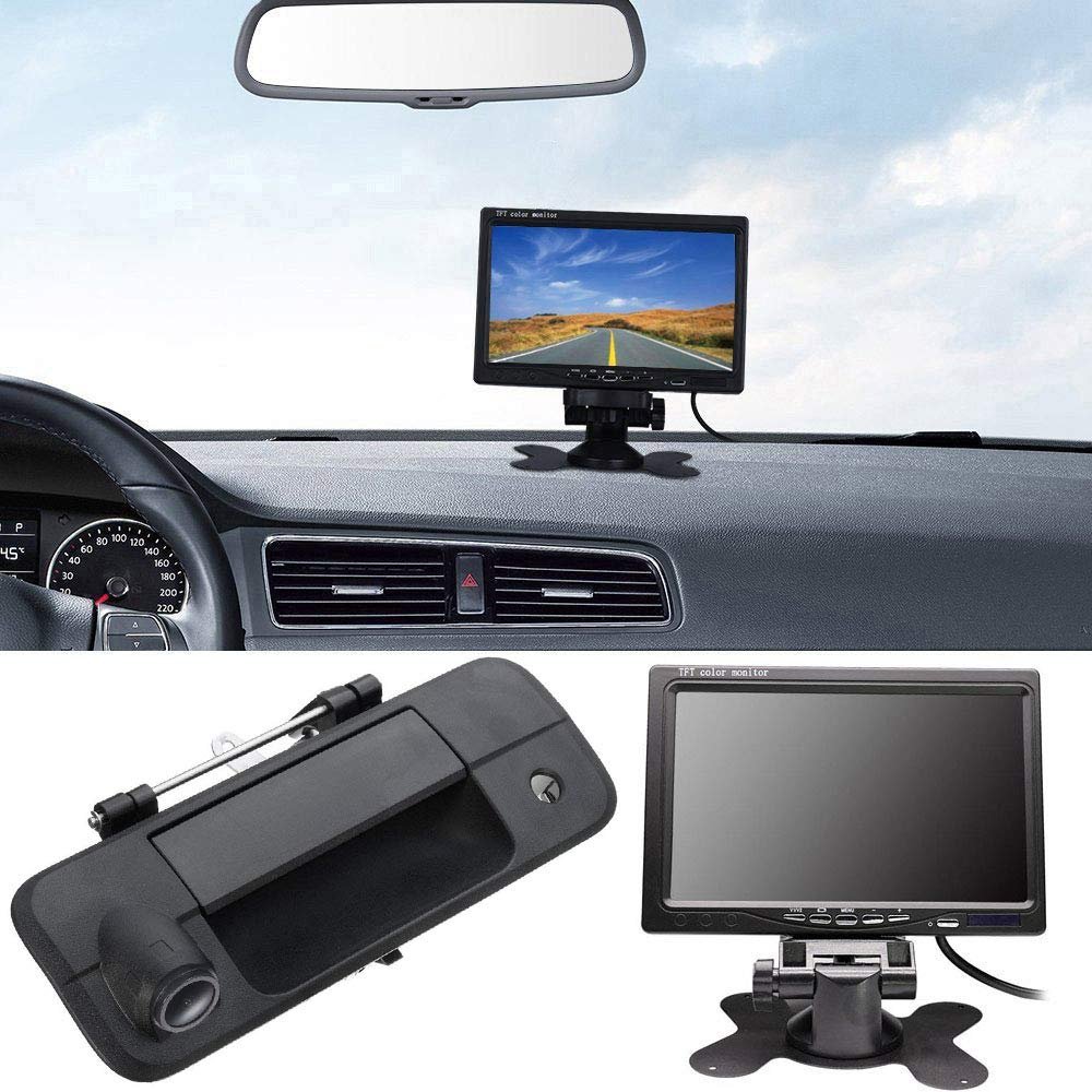 1280x720 Pixels 1000 TV Lines Trunk Handle Reversing Camera Tailgate Handle Vehicle Camera Parking Reverse for Toyota Tundra 2007-2013 Tailgate Handle Toyota Tacoma 2016-2018+7" Reverse Monitor