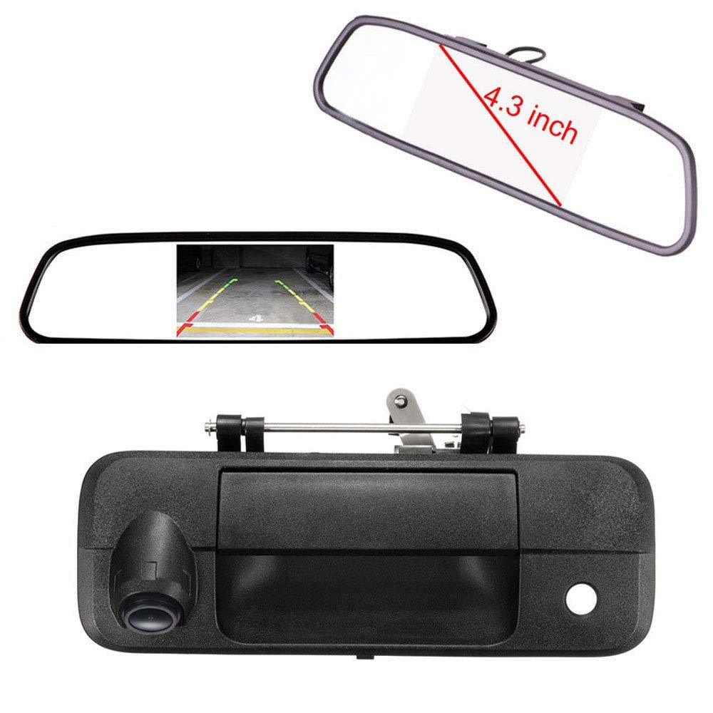 1280x720 Pixels 1000 TV Lines Trunk Handle Reversing Camera Tailgate Handle Vehicle Camera Parking Reverse for Toyota Tundra 2007-2013 Tailgate Handle Toyota Tacoma 2016-2018+4.3" Reverse Screen