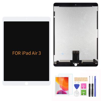 A-MIND LCD Replacement Screen Suitable for iPad Air 3 2019 10.5" A2152 A2123 A2153 A2154 LCD Display Touch Screen digitizer Assembly Without Home Button + Tool Repair Kit + Screen Protector (White)