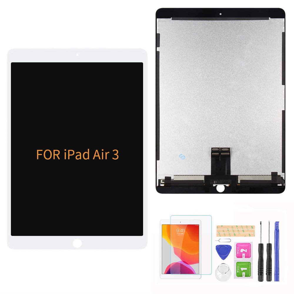 A-MIND LCD Replacement Screen Suitable for iPad Air 3 2019 10.5" A2152 A2123 A2153 A2154 LCD Display Touch Screen digitizer Assembly Without Home Button + Tool Repair Kit + Screen Protector (White)