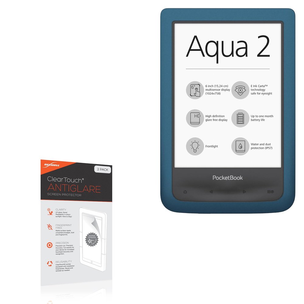 BoxWave Screen Protector Compatible with Pocketbook Aqua 2 - ClearTouch Anti-Glare (2-Pack), Anti-Fingerprint Matte Film Skin