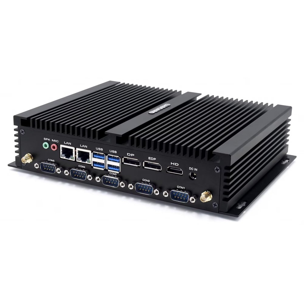 BASOARO Mini PC RS232, Small PC Fanless Mini Computer Desktop PC i5 8250U, 16G RAM 256G SSD 1TB HDD, RJ45 LAN, LPT Port, DP/EDP/HD, 6 RS232 COM, WiFi, BT, Mini PC for Industry