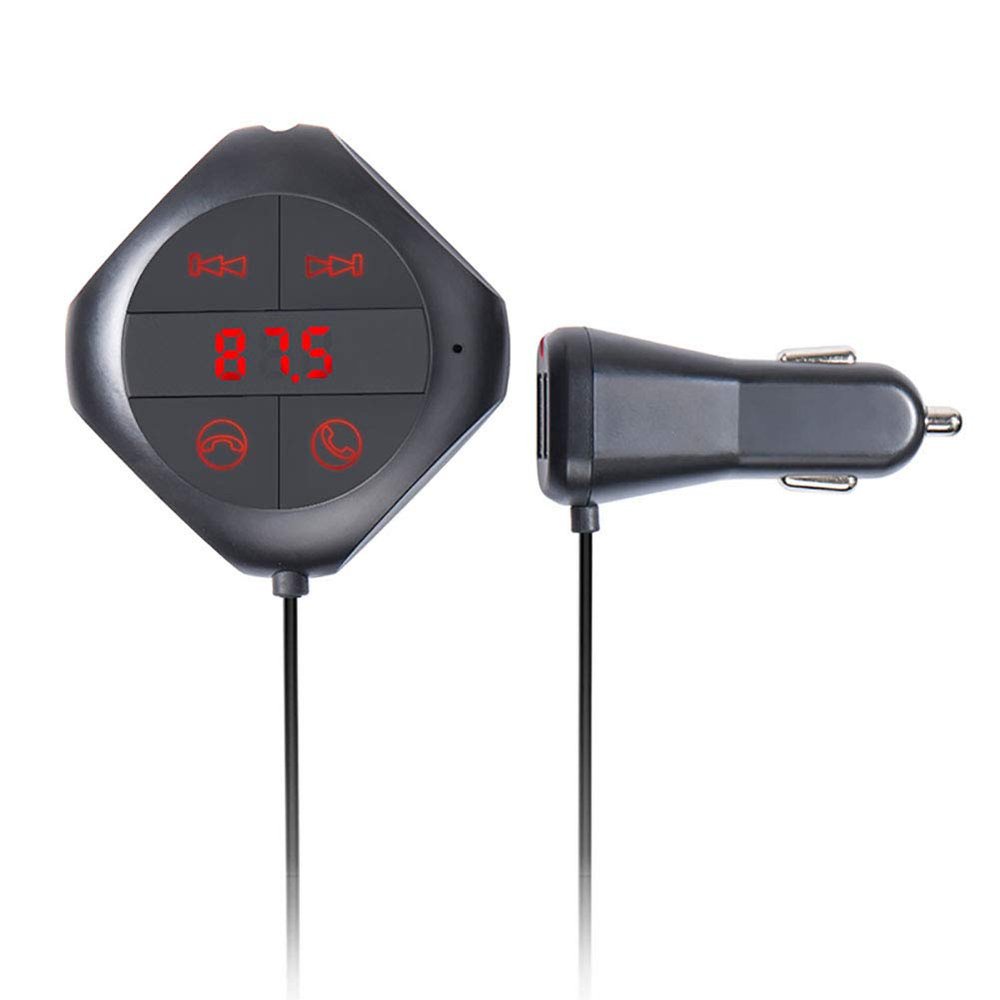 Bluetooth FM Transmitter for Car, Wireless Bluetooth 2.1 in-Car Radio Adapter Car Kit with Handsfree Calling, 2 USB Ports, LED Display, Support TF Card, U-Disk, AUX Output