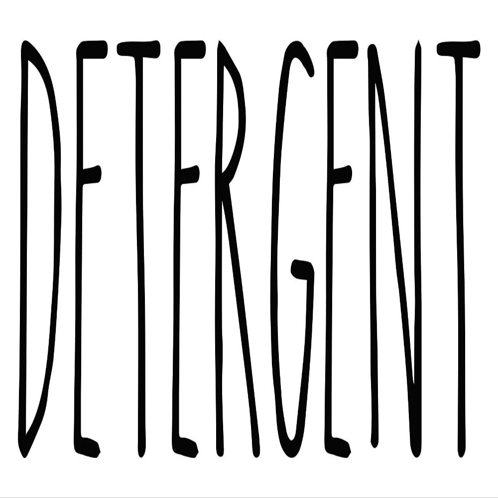 Black - Detergent Vinyl Decal - Laundry Room - Farmhouse Skinny Font - 6.25w x 2.5h inches - Die Cut Sticker