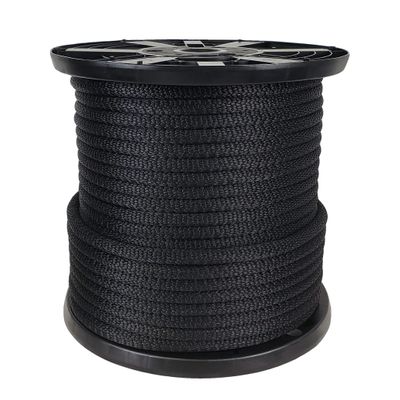 1/2 inch Black Dacron Polyester Rope - 250 Foot Spool | Solid Braid - Industrial Grade - High UV and Abrasion Resistance - Low Stretch
