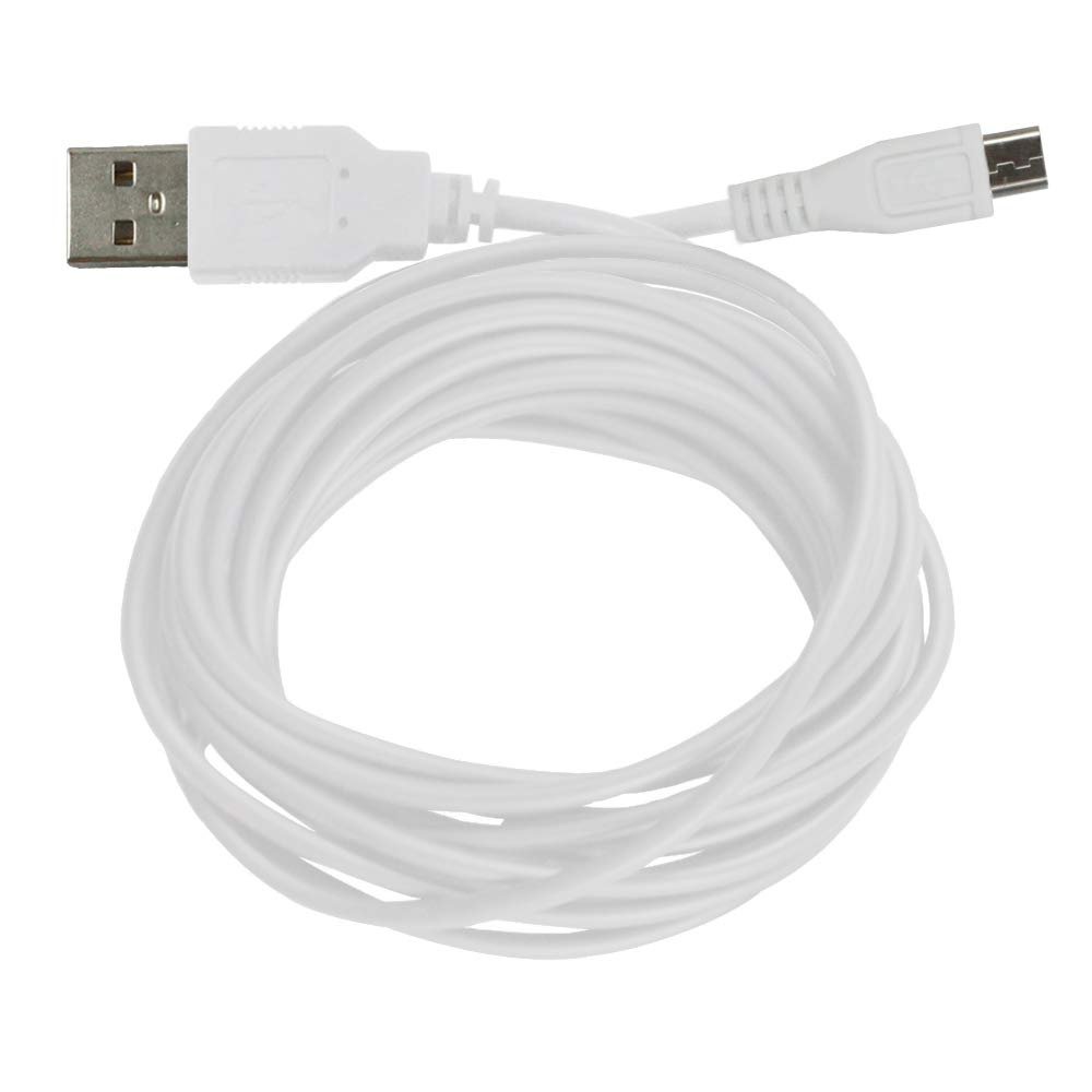 WalR, Micro USB Charger Data Cable for Samsung Galaxy A3 A5 A6 A7 J1 J1 (2018) J2 Pure, White Cord, 10 ft