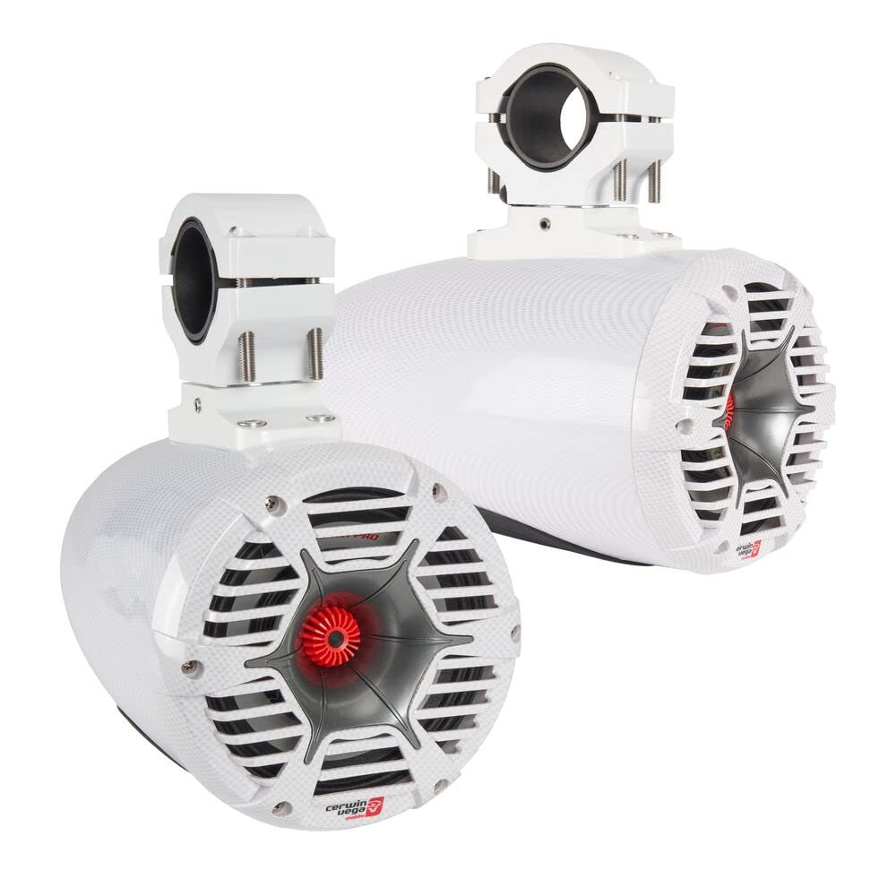 Cerwin Vega SPMT8SCFW 8" 200W Max /100W RMS Stroker Pro Series 3-Way Marine Tower Speaker, White Carbon Fiber