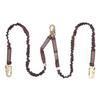 KStrong UFL204121 Twin Leg 100% Tie-Off Internal Design Shock Absorbing Lanyard with 3 Snap Hooks (Steel), ANSI Compliant, 6-Ft, Black/Red view 1