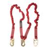 KStrong UFL206121 Twin Leg 100% Tie-Off Elasticated Design Shock Absorbing Lanyard with 3 Snap Hooks (Steel), ANSI Compliant, 6-Ft, Red view 1