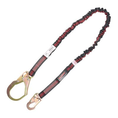 KStrong UFL204111 Internal Design Shock Absorbing Lanyard with Snap Hook and Rebar Hook, ANSI Compliant, 6-Ft, Black/Red