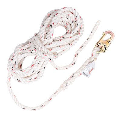 KStrong UFR100025 Vertical 5/8 Diameter Polysteel Rope Lifeline, Locking Snap Hook On Anchor End, Other End Cut and Taped, ANSI Compliant, 25-Ft, Yellow