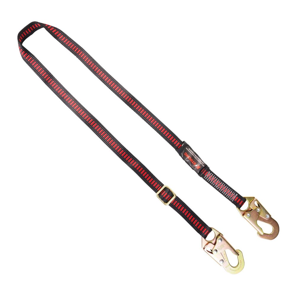 KStrong UFL205211 Adjustable Work Positioning Lanyard with Snap Hooks, ANSI Compliant, 6-Ft, Black/Red