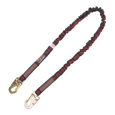KStrong UFL204101 Internal Design Shock Absorbing Lanyard with 2 Snap Hooks, ANSI Compliant, 6-Ft, Black/Red