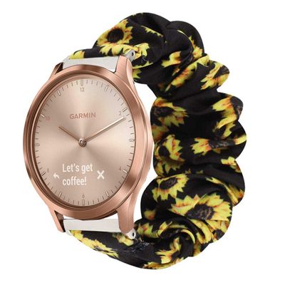 200Pcs Compatible for Garmin vivomove HR Band, Blueshaw Fabric Elastic Scrunchie Elastic Watch Band Women Cute Replacement Straps for Garmin vvomove HR Smartwatch (Sunflower Yellow)