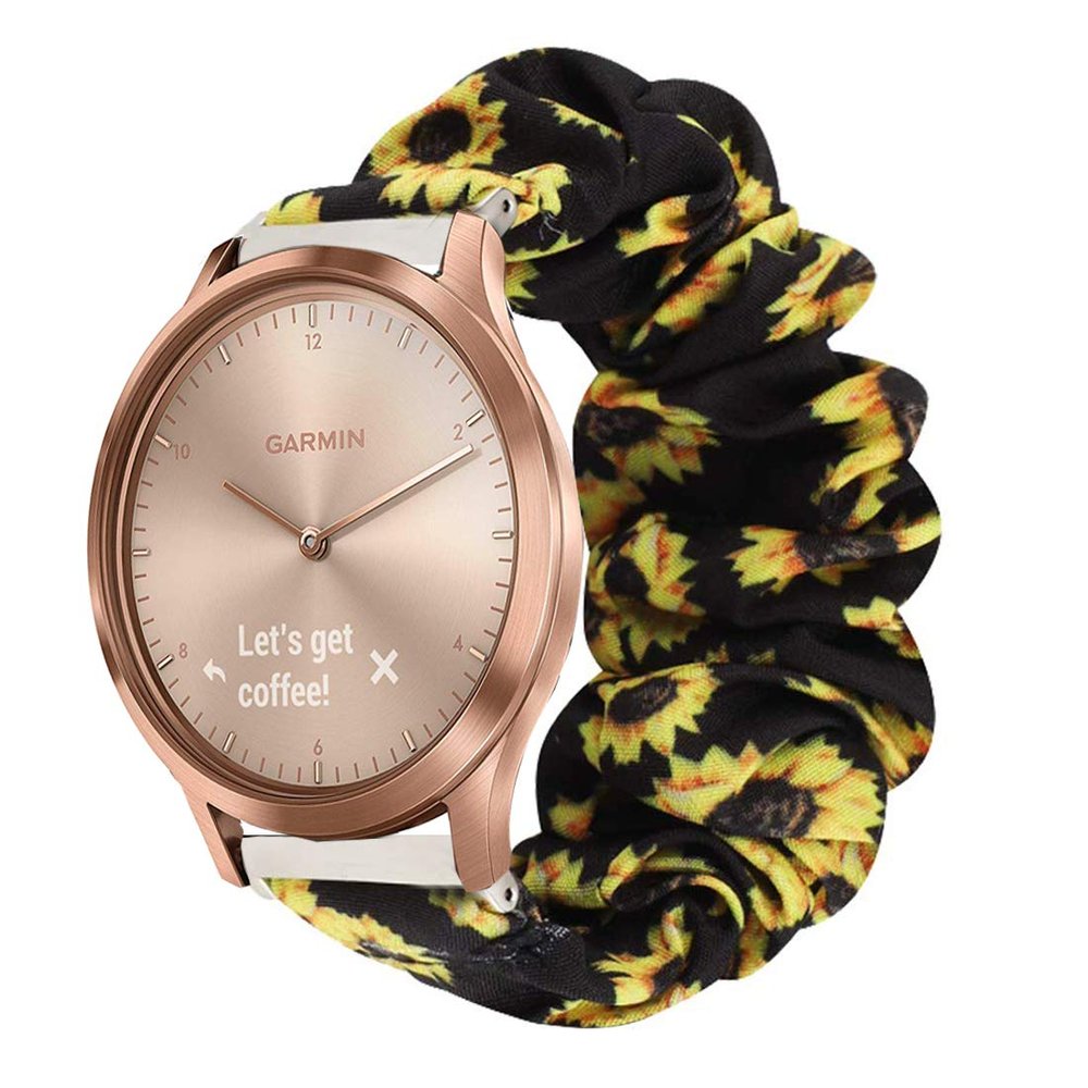 200Pcs Compatible for Garmin vivomove HR Band, Blueshaw Fabric Elastic Scrunchie Elastic Watch Band Women Cute Replacement Straps for Garmin vvomove HR Smartwatch (Sunflower Yellow)